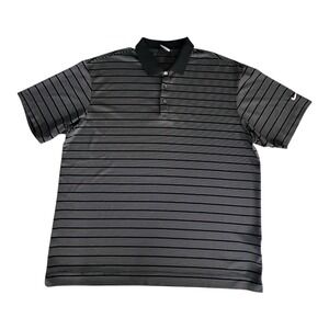Nike Golf Fit Dry‎ Polo Shirt Mens Large Black White Striped Athleisure Casual